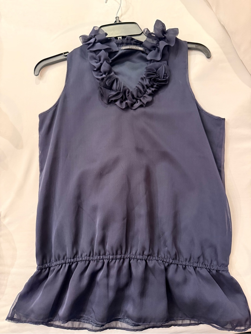 Women’s Navy Ruffle Neck Sleeveless Top by Forenza